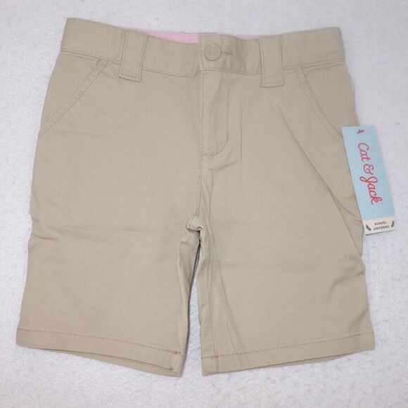 NEW Cat & Jack Chino Uniform Shorts Tan Beige Khaki Girl's Size 4 - Picture 1 of 6